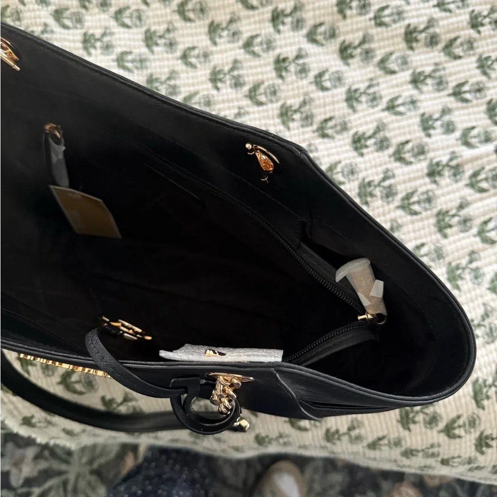 Michael Kors Black Shoulder Bag with Gold Accents